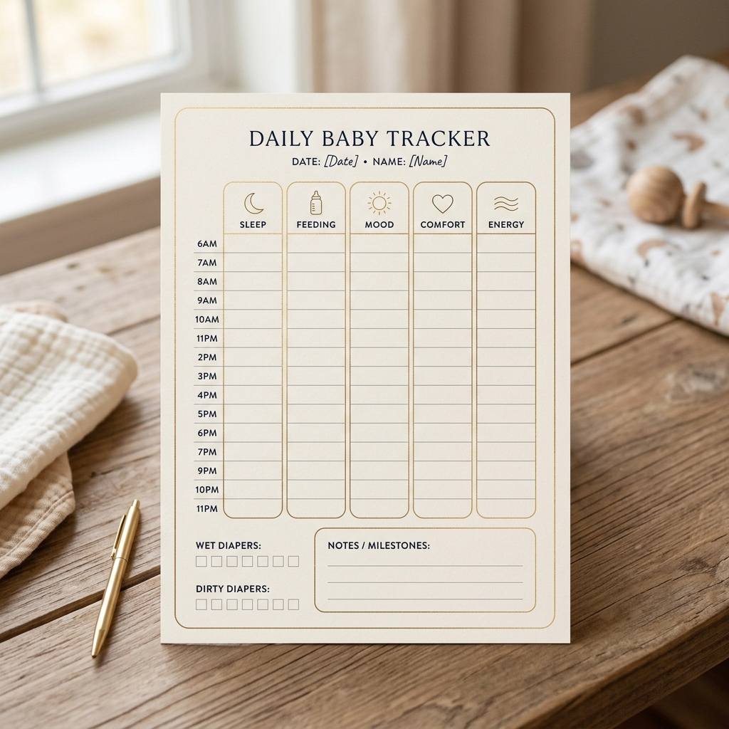 Baby Energy & Functionality Daily Overview sheet